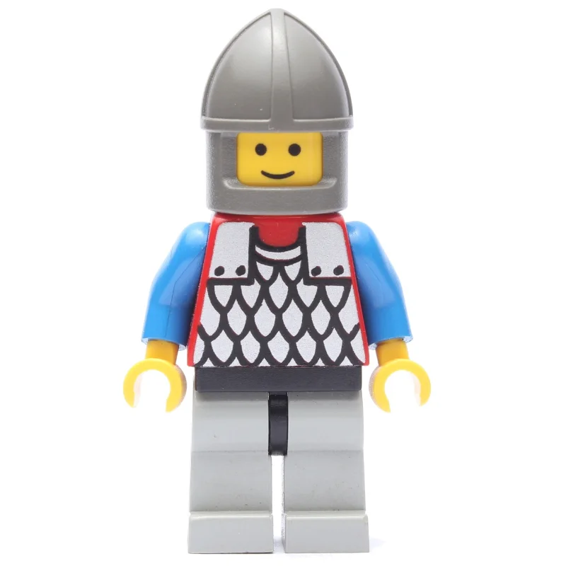 Knight (Scale Mail on Red) - Blue Arms, Light Gray Legs, Dark Gray Chin-Guard