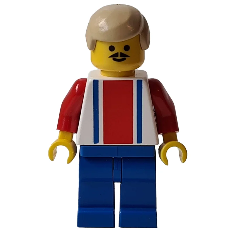 Soccer Player White Torso, Blue/Res Stripes, Blue Legs, Tan Hair, #9