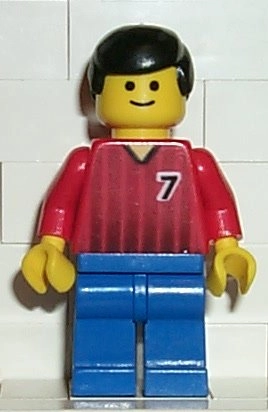 Soccer Player Red Torso, Blue Legs, #7