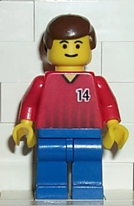 Soccer Player Red Torso, Blue Legs, #14
