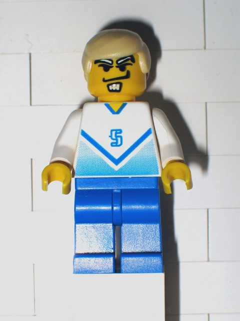 Soccer Player White Torso, Blue Legs, #5