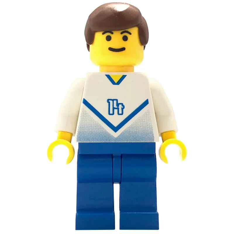 Soccer Player White Torso, Blue Legs, #14
