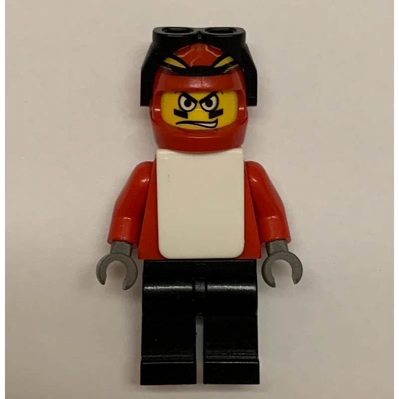 Snowboarder, Red, Black Legs, White Vest