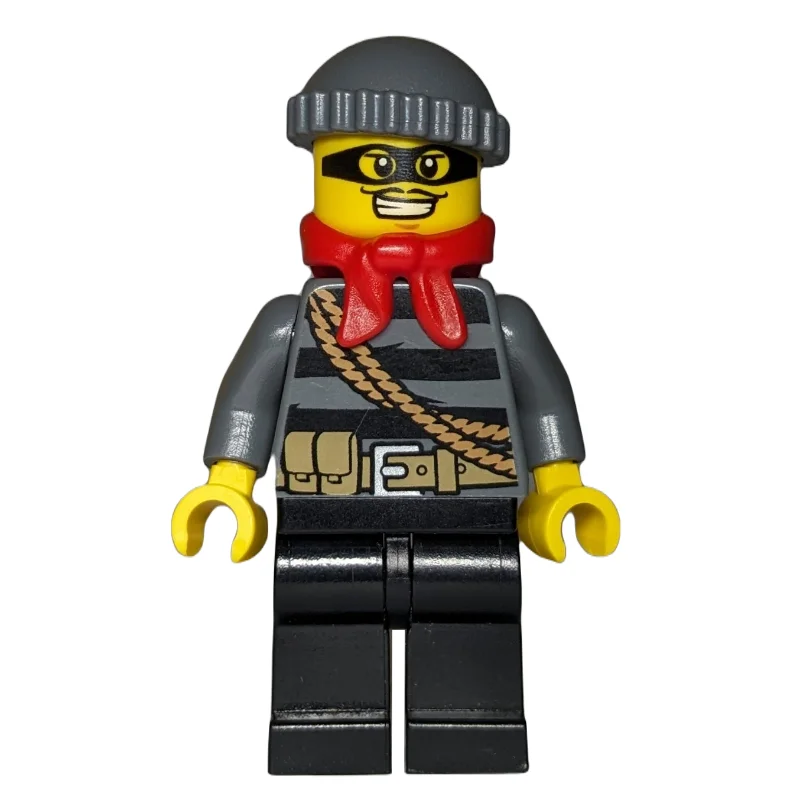 Robber, Striped Sweater with Rope and Belt, Black Eyemask, Red Scarf