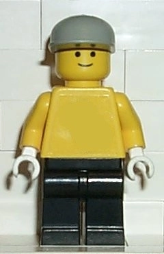 Man - Yellow Torso, Black Legs, Light Grey Cap