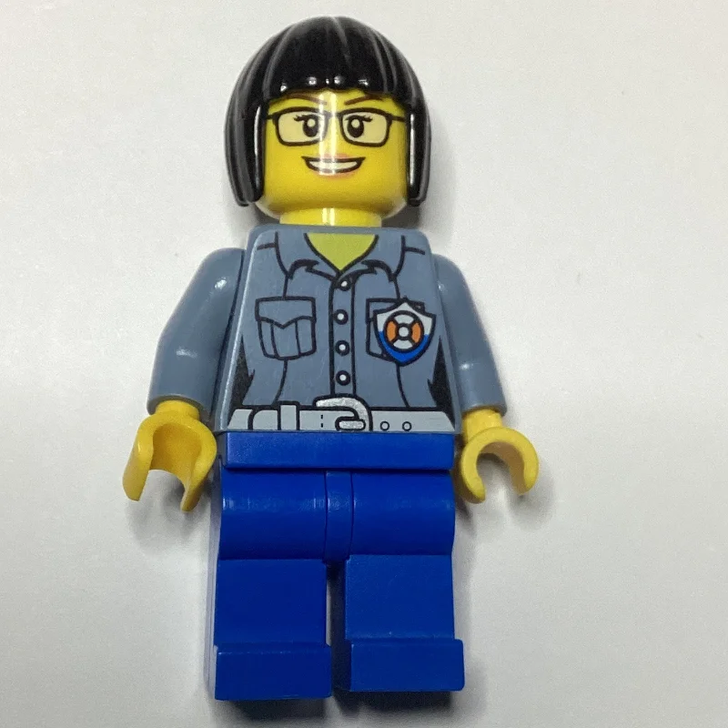 Coast Guard, Woman, Sand Blue Shirt with Badge, Glasses