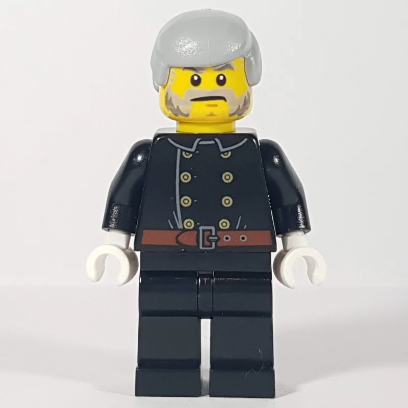 Fireman, Jacket with 8 Buttons and Belt, Light Bluish Gray Hair, Beard