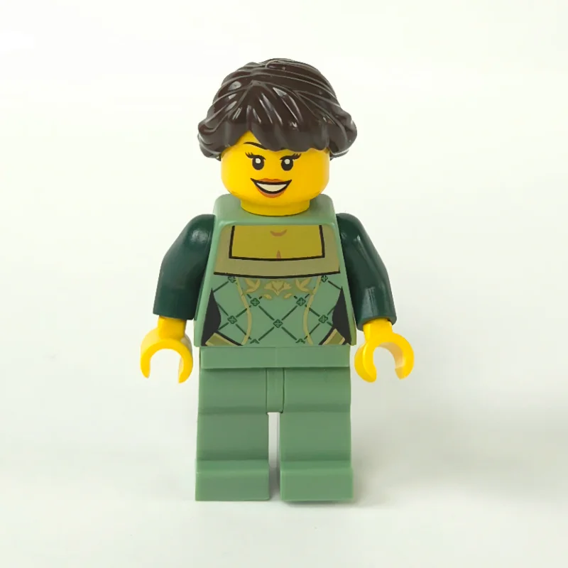 Woman, Sand Green Corset, Sand Green Legs, Dark Brown Hair