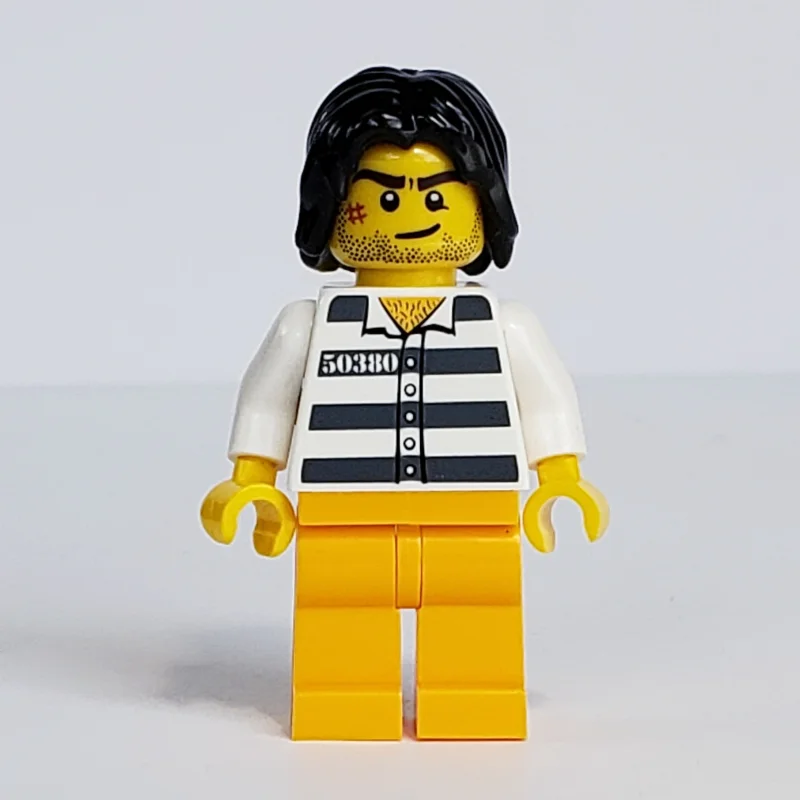 Criminal, Prison Shirt with #50380, Bright Light Orange Legs, Black Hair