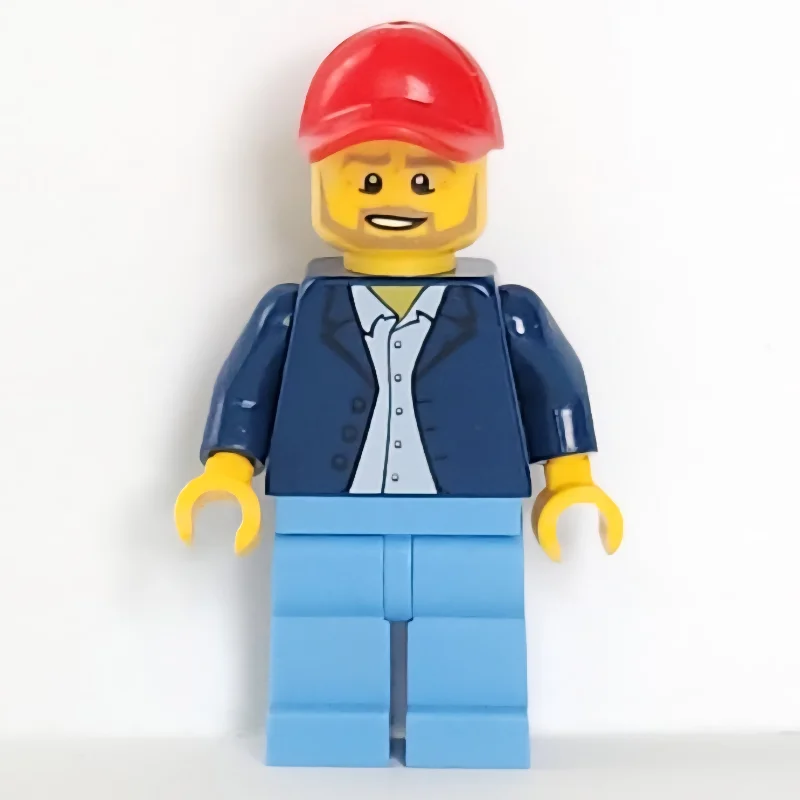 Race Official, Dark Blue Torso, Medium Blue Legs, Red Cap