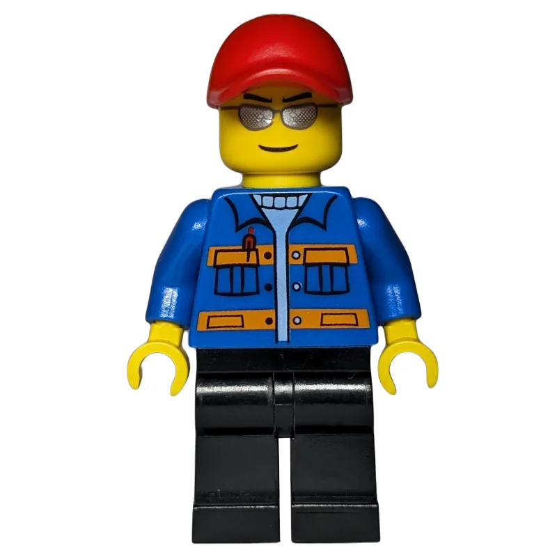 Blue Torso, Black Legs, Red Cap, Sunglasses