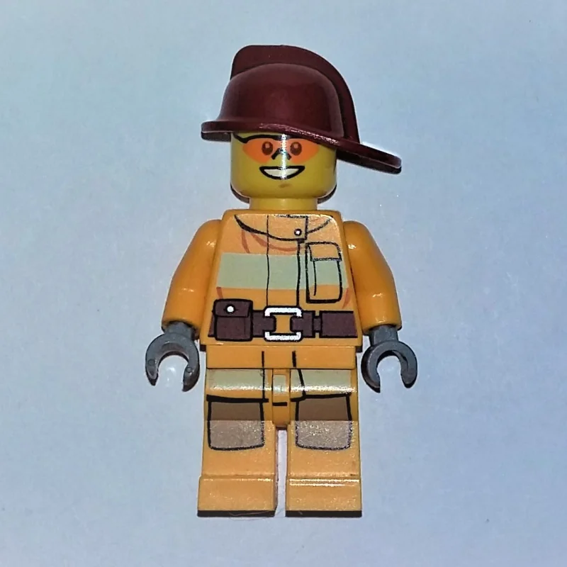 Fireman, Bright Light Orange Fire Suit, Dark Red Helmet, Orange Sunglasses