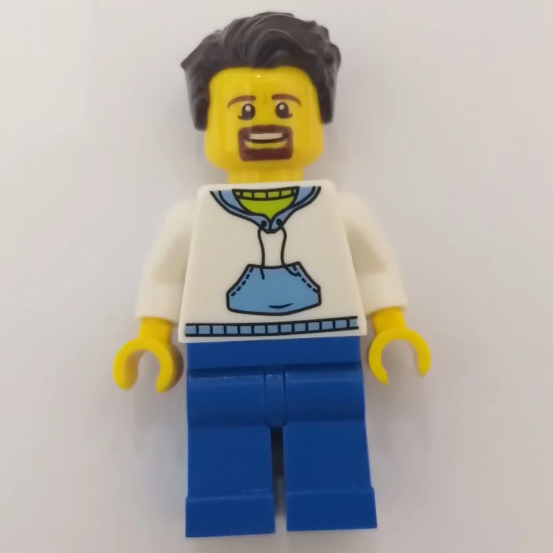 White Torso, Blue Legs, Dark Brown Hair