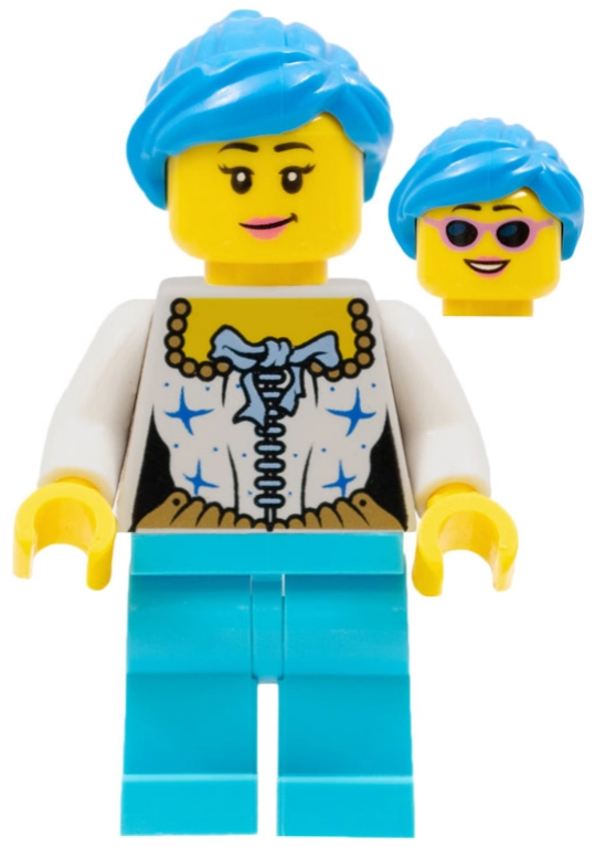 Woman, Corset with Bow, Medium Azure Legs, Dark Azure Hair