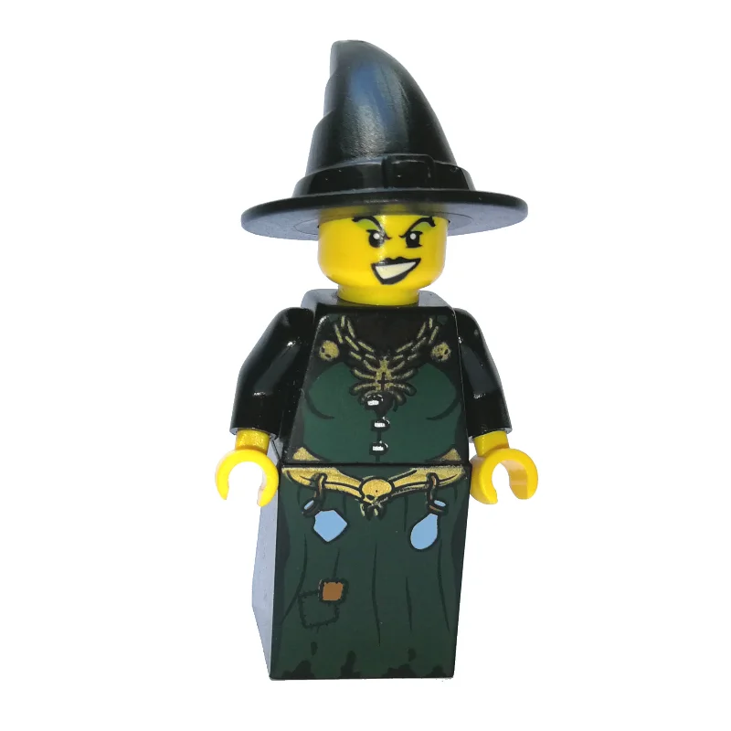 Witch, Dark Green Dress with Spider Necklace and Bottles, Black Hat
