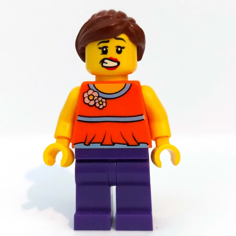 Orange Torso, Dark Purple Legs, Reddish Brown Hair