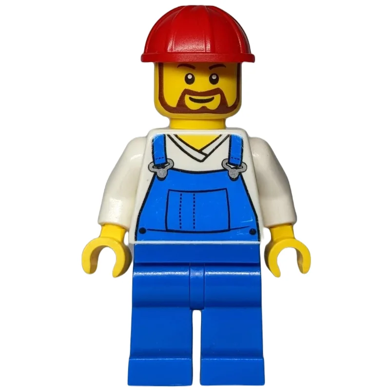 White Torso, Blue Overall, Red Helmet