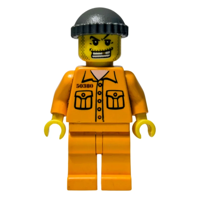 Criminal, Orange Prison Outfit with #50380, Dark Gray Hat, Gold Tooth