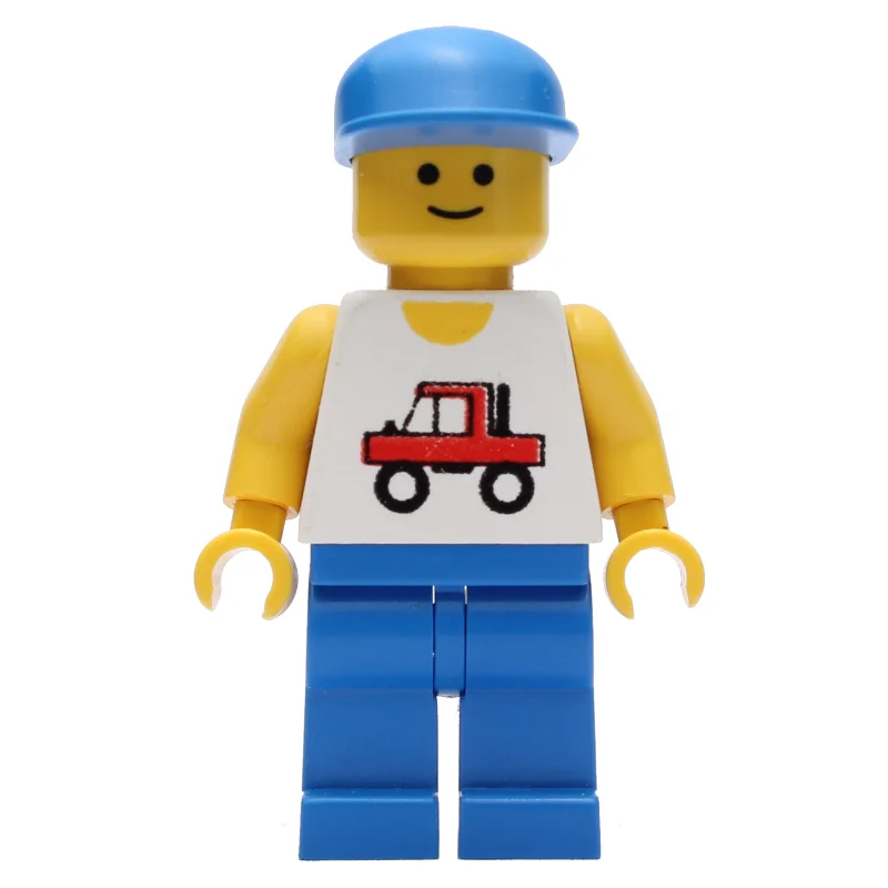 Man, White Vest with Truck, Blue Legs, Blue Cap (3626b Head)
