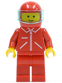 Man, Red Jacket with Zipper and Pockets, Red Helmet with Visor
