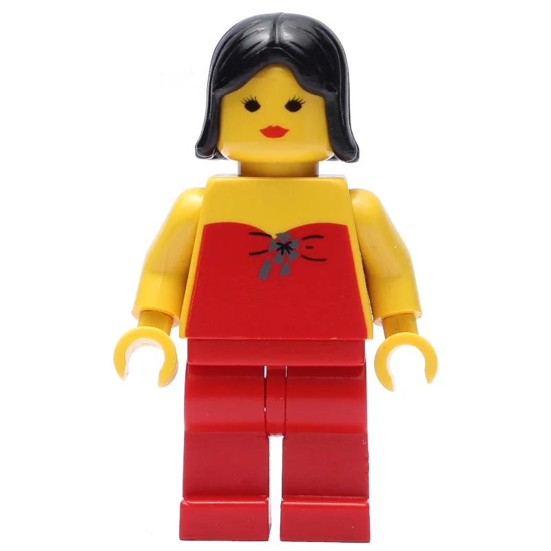 Woman, Red Halter Top, Red Legs, Black Hair