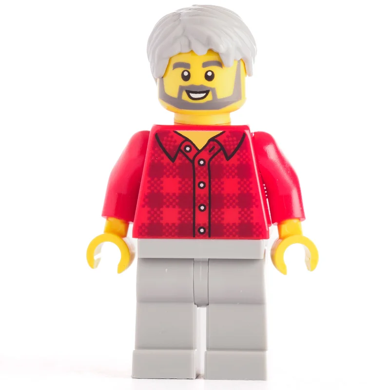 Red Torso Plaid, Light Bluish Grey Legs, Hair