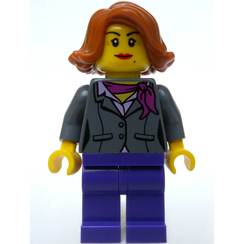 Dark Bluish grey Torso, Jacket, Dark Purple Legs, Dark Orange Hair