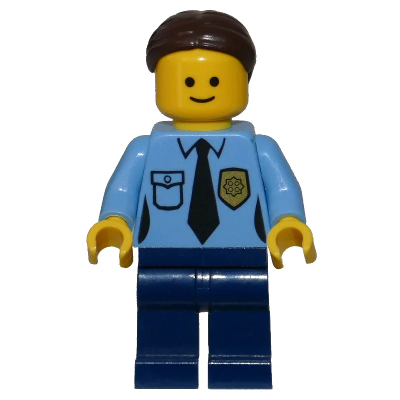 Police, Medium Blue Torso, Dark Blue Legs, Dark Brown Hair