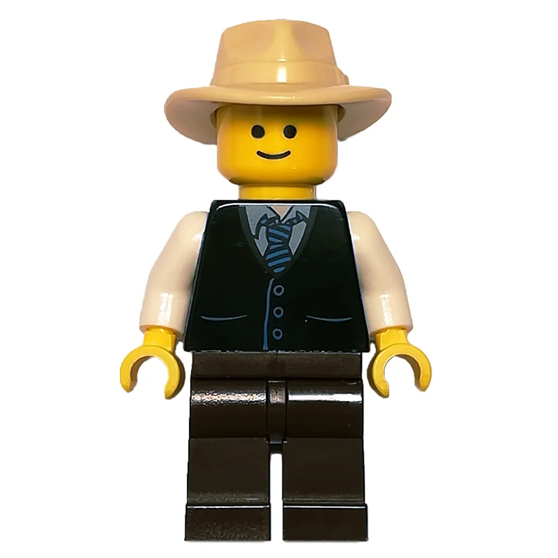Black Torso Jacket, Dark Brown Legs, Tan Hat