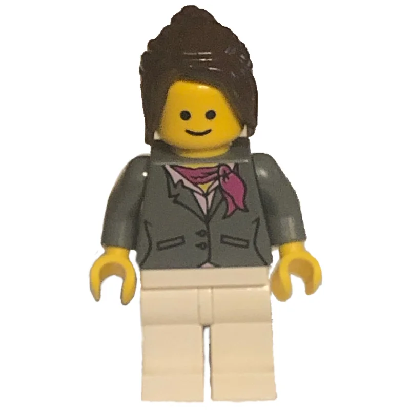 Dark Bluish Grey Torso, White Legs, Dark Brown Hair