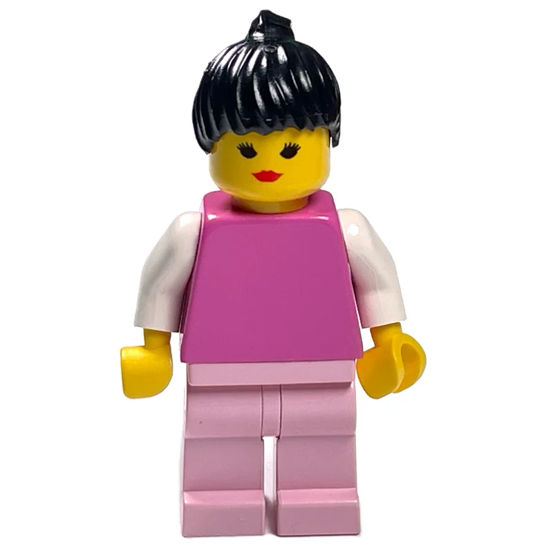 Medium Dark Pink Torso, Pink Legs, Black Hair