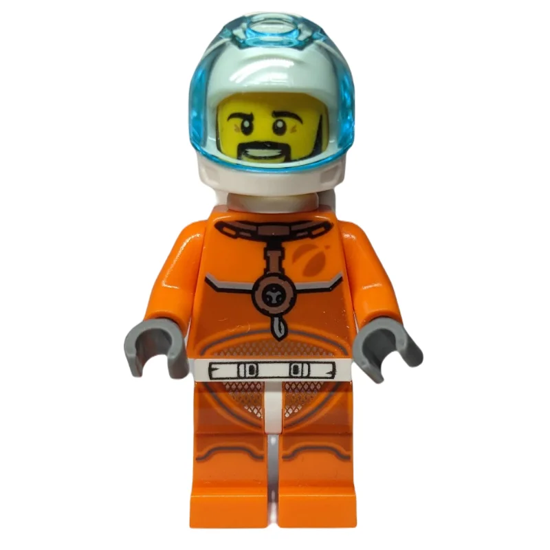 Astronaut - Orange Torso and Legs, White Helmet, Trans-Light Blue Visor, Moustache