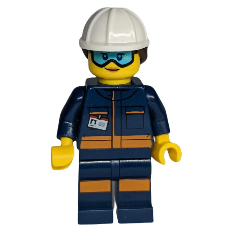 Technician - Dark Blue Torso, Dark Blue Legs, White Helmet, Reddish Brown Hair