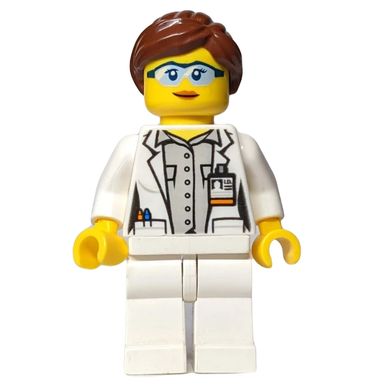 Scientist - White Torso, Lab Coat, Light Bluish Grey Legs, Reddish Brown Hair