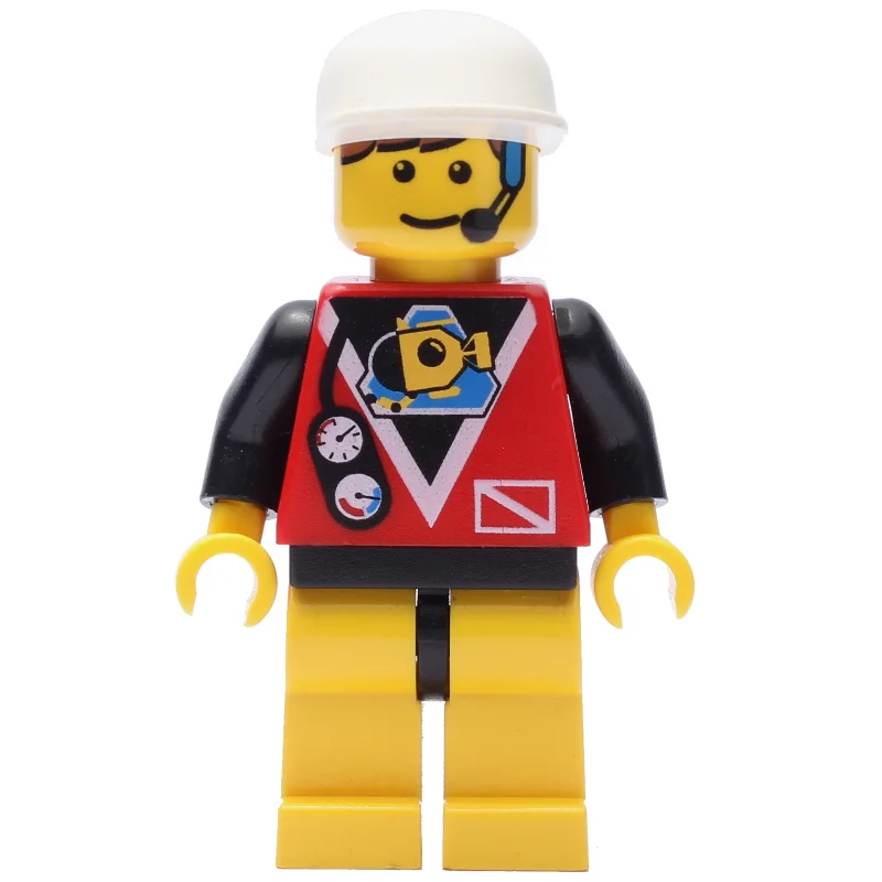 Marine Explorer, Red Shirt with Divers Logo, White Cap, Headset