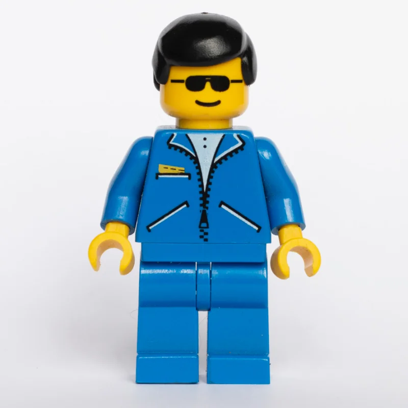 Man, Blue Jacket with Zipper, Blue Legs, Black Hair, Sunglasses
