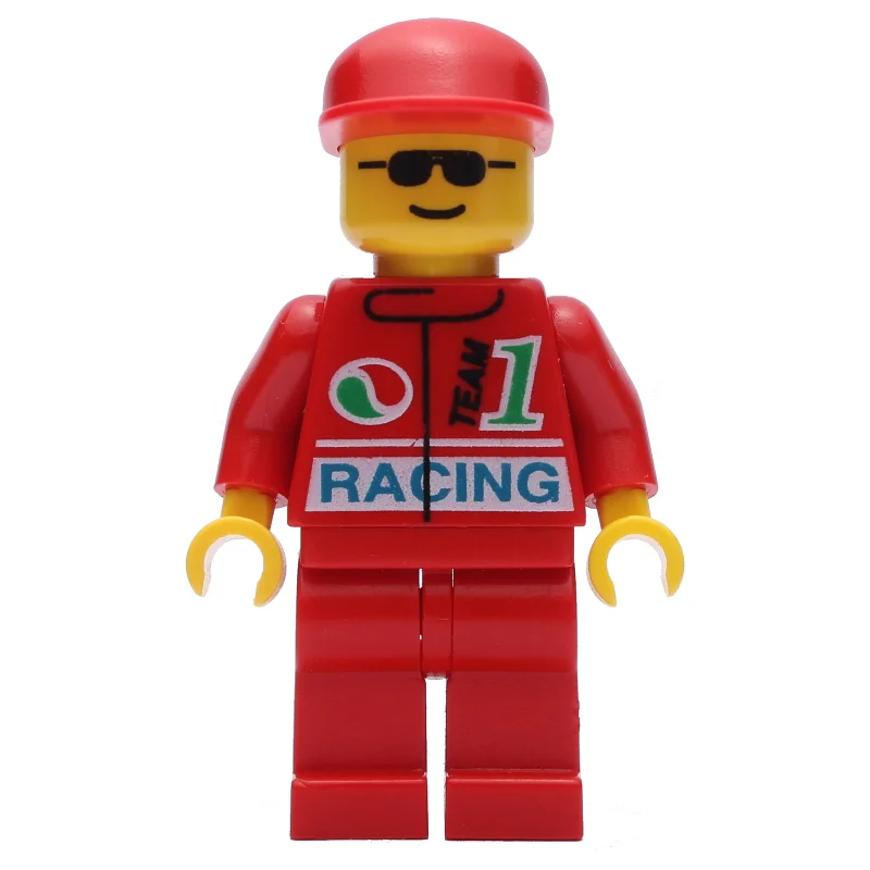 Racer, Red Jacket with Octan Logo and 'RACING', Red Legs, Red Cap, Sunglasses