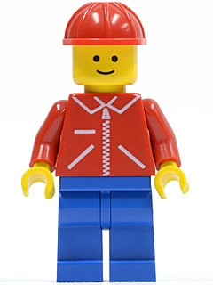Man, Red Jacket with Zipper, Blue Legs, Red Hard Hat (3626b Head)
