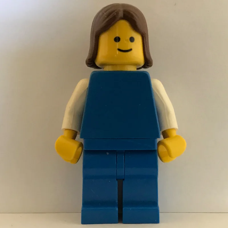 Woman, Plain Blue, Brown Hair