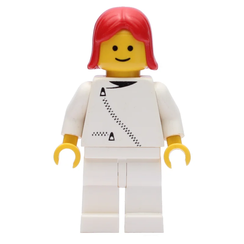 Woman, White Jacket with Zipper, White Legs, Red Hair