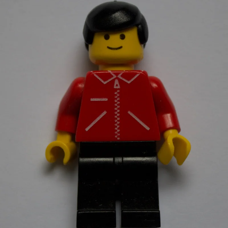 Man, Red Jacket with Zipper and Pockets, Black Legs, Black Hair
