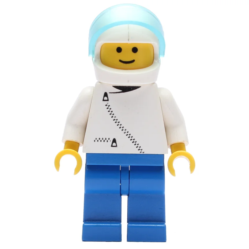 Man, White Jacket with Zipper, Blue Legs, White Helmet with Visor
