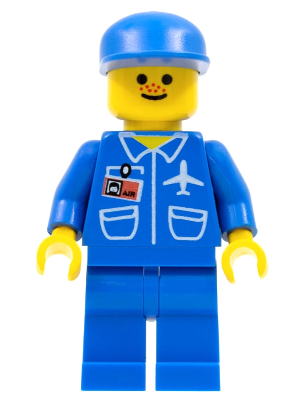 Ground Crew, Blue Jumpsuit with Plane and ID Badge, Blue Cap