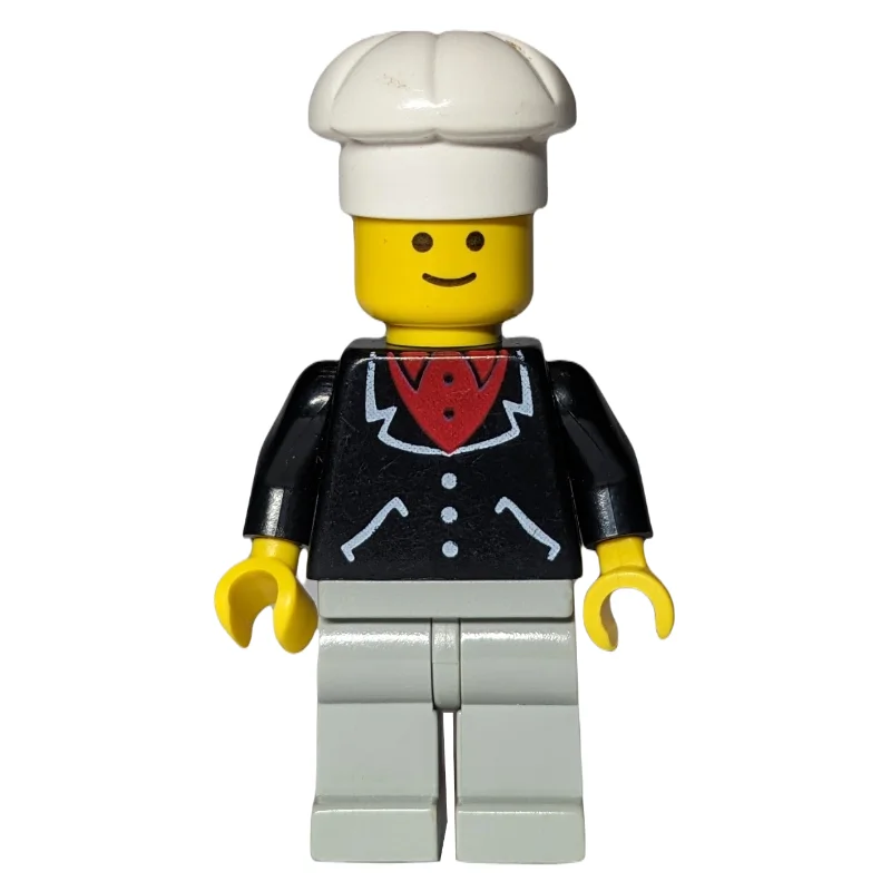 Chef, Black Jacket over Red Shirt, Light Gray Legs
