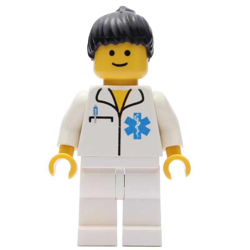 Doctor, Woman, White Shirt with Star of Life Logo, Black Hair