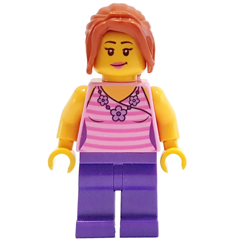 Bright Pink Torso, Dark Purple Legs, Dark Orange Hair