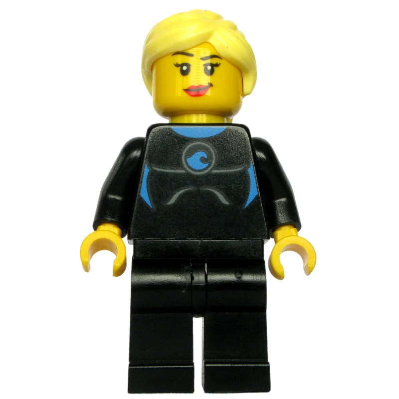 Black Torso Wet Suit, Black Legs, Bright Light Yellow Hair