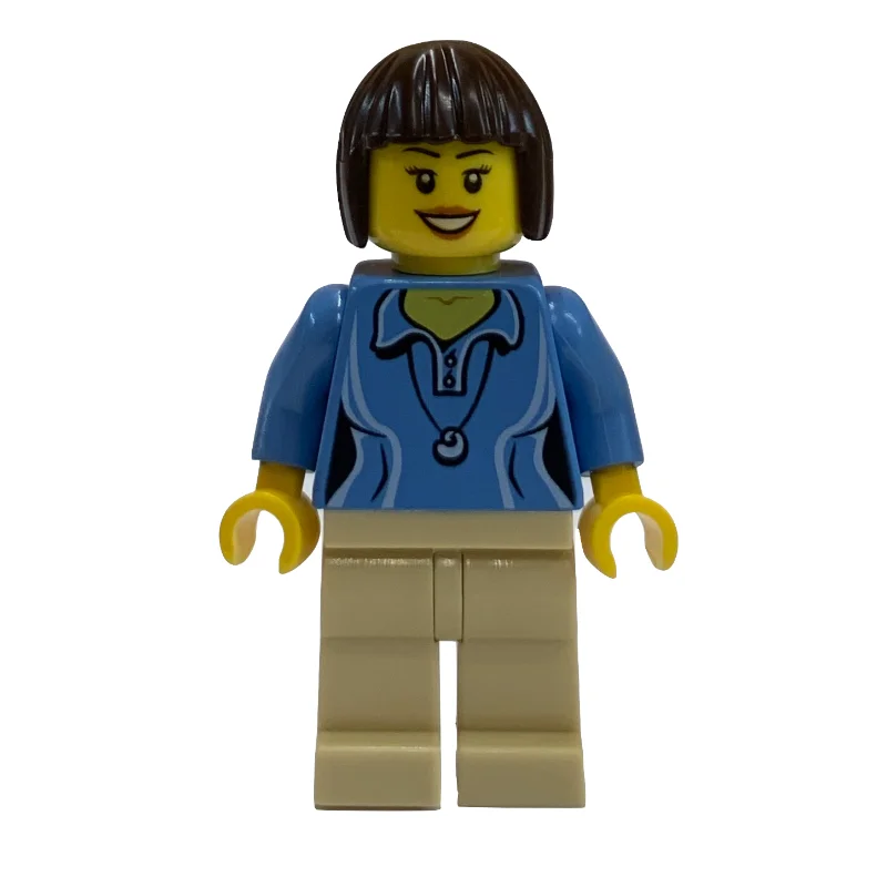 Medium Blue Torso, Tan Legs, Dark Brown Hair