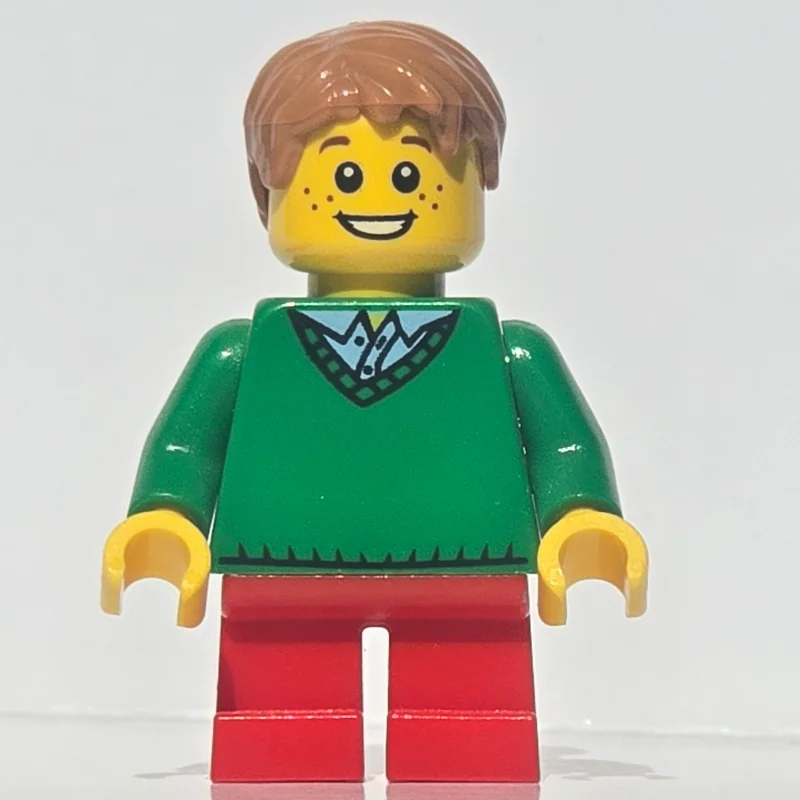 Kid - Green Torso, Red Legs, Medium Nougat Hair