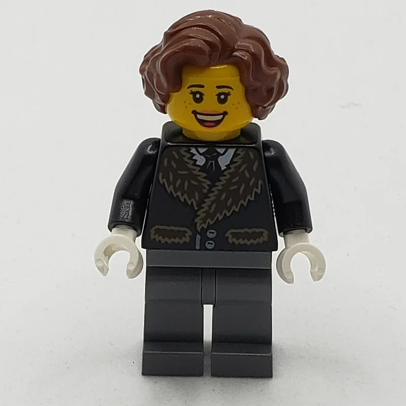 Black Torso, Dark Bluish Gray Legs, Reddish Brown Hair